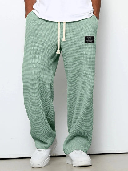 Marcus | Waffle wide-leg trousers with drawstring waistband