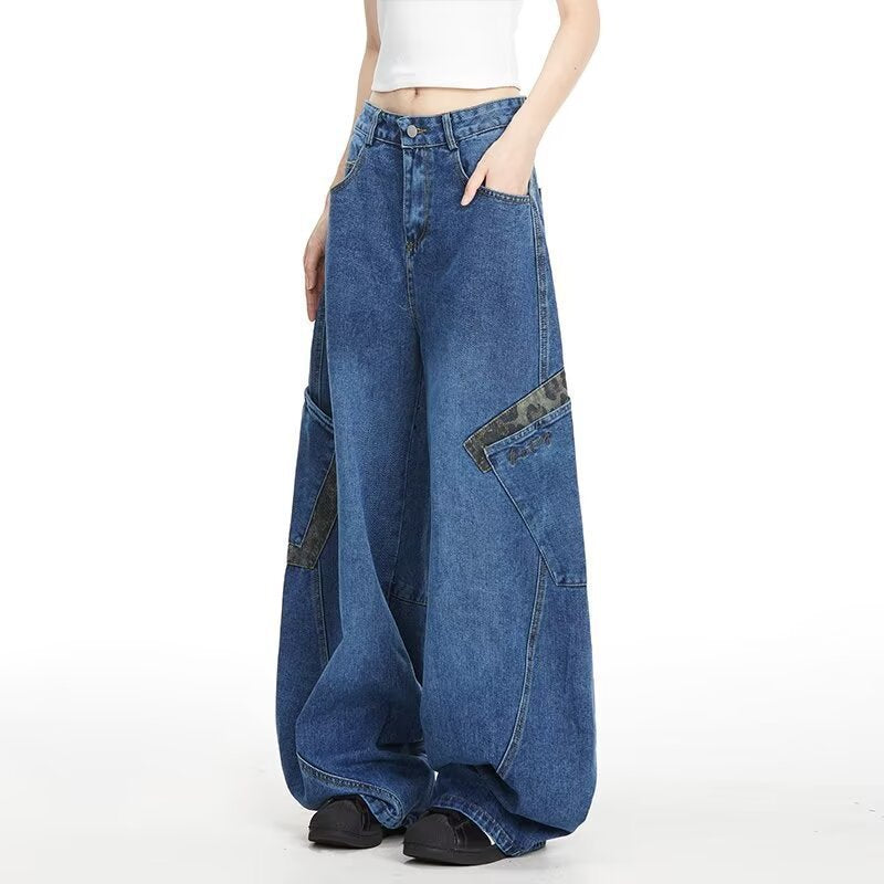 Retro Wide-Leg Denim Trousers