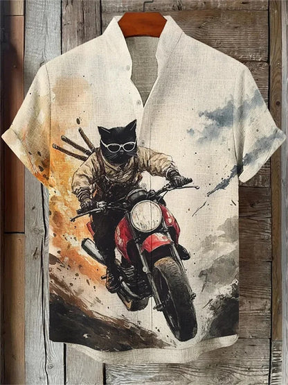 Ink-Wash Samurai Cat Shirt