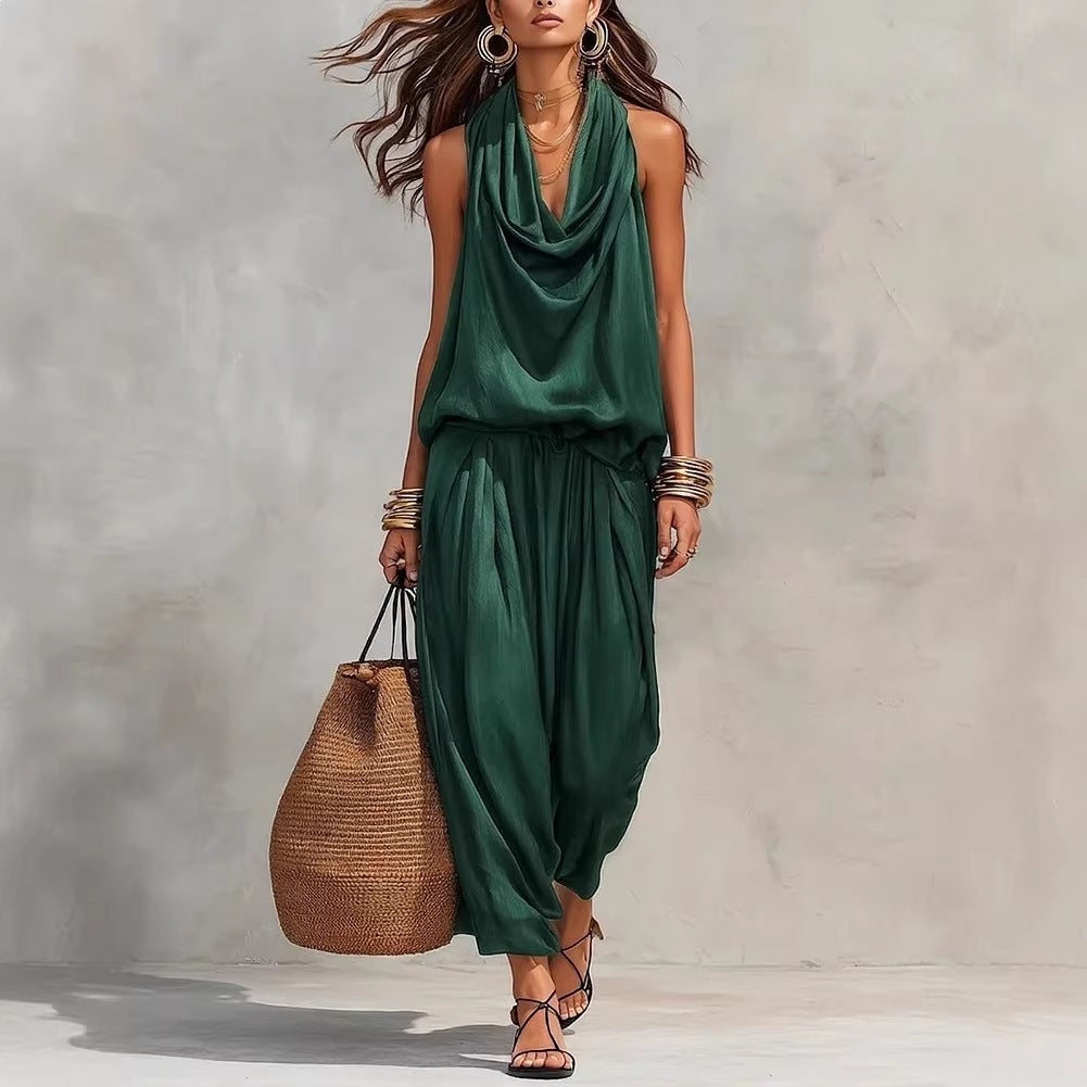 Wide-Leg Halter Jumpsuit