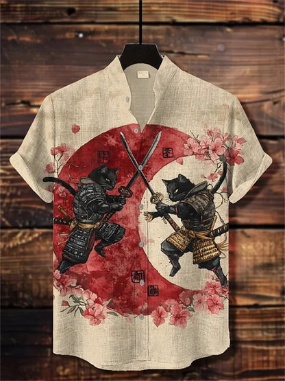 Ink-Wash Samurai Cat Shirt