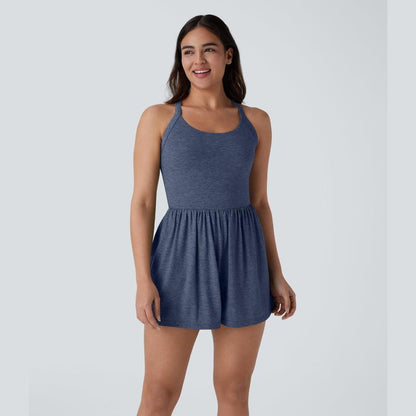 Backless Twisted Side Pocket 2-in-1 Resort Playsuit-Easy Peezy Edition