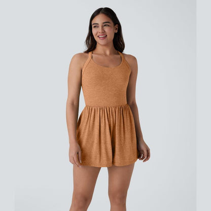 Backless Twisted Side Pocket 2-in-1 Resort Playsuit-Easy Peezy Edition