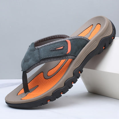 Cowhide Leather Flip Flops - Men's Sandals - photo 2