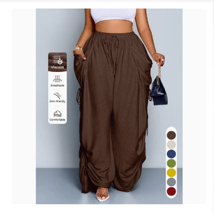 High-Waist Linen Drawstring Pants