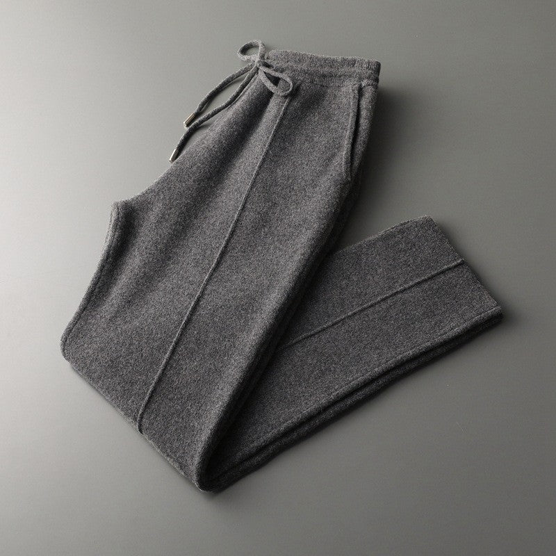 Wool Knit Straight-Fit Trousers