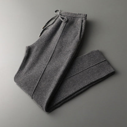 Wool Knit Straight-Fit Trousers