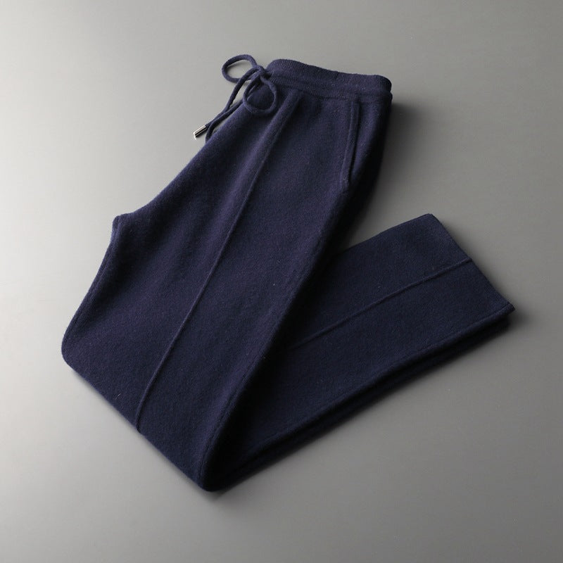 Wool Knit Straight-Fit Trousers
