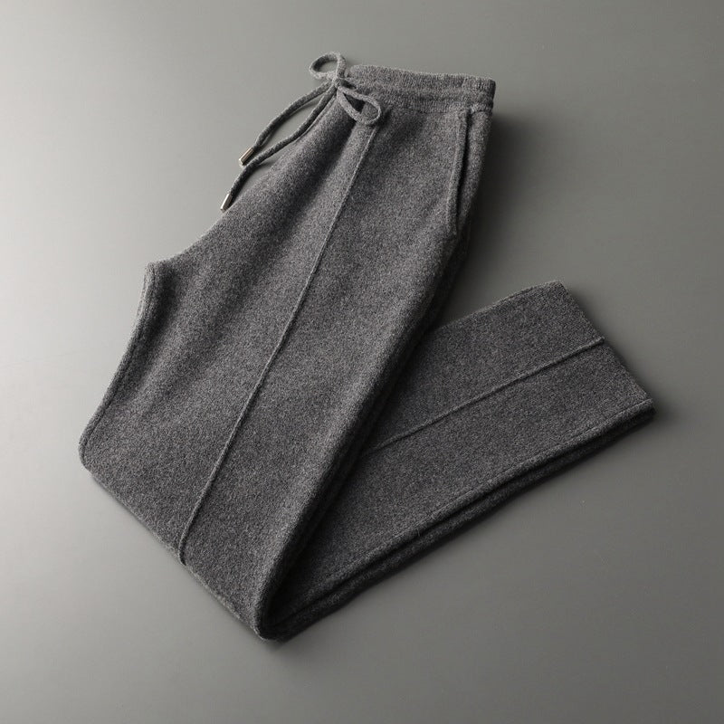 Wool Knit Straight-Fit Trousers