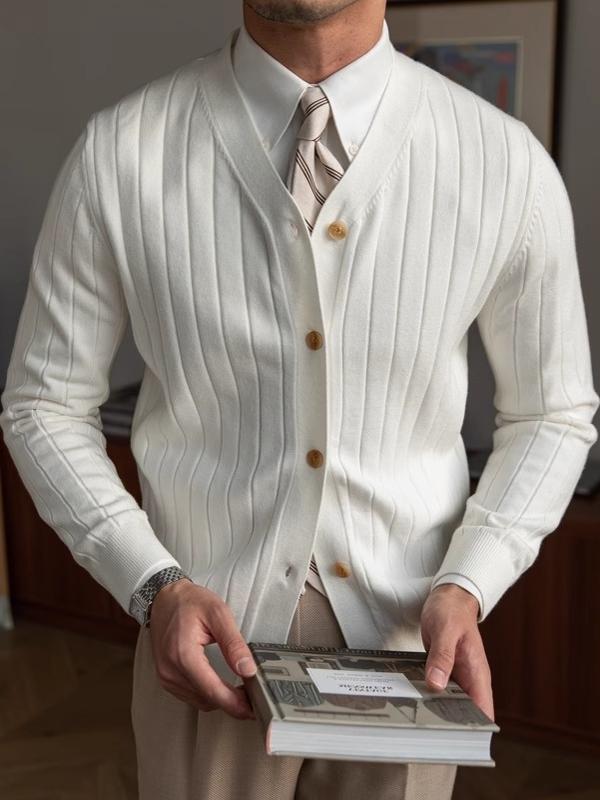 Striped V-Neck Cardigan