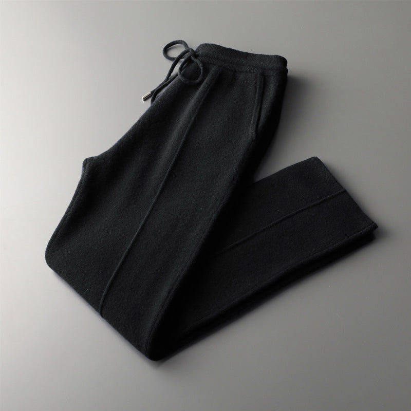 Wool Knit Straight-Fit Trousers