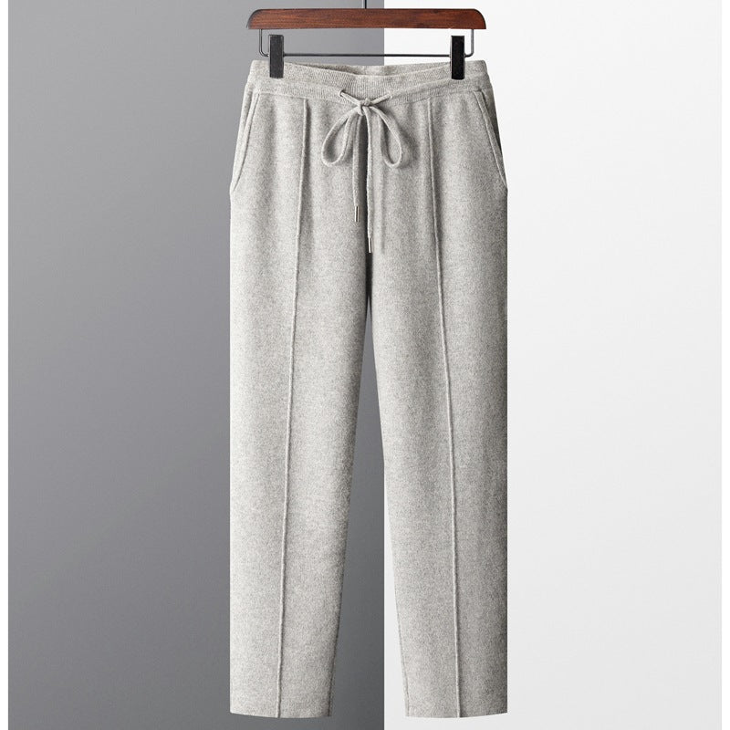 Wool Knit Straight-Fit Trousers