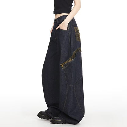 Retro Wide-Leg Denim Trousers