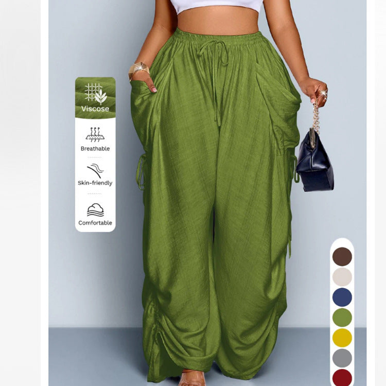 High-Waist Linen Drawstring Pants
