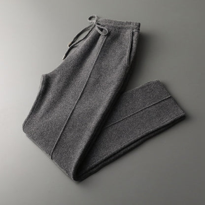 Wool Knit Straight-Fit Trousers