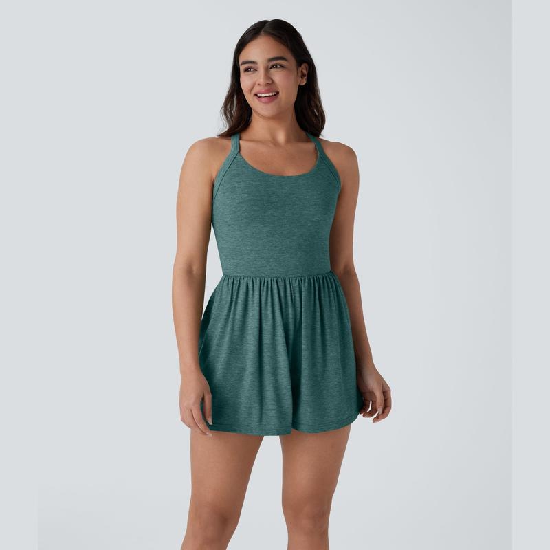 Backless Twisted Side Pocket 2-in-1 Resort Playsuit-Easy Peezy Edition