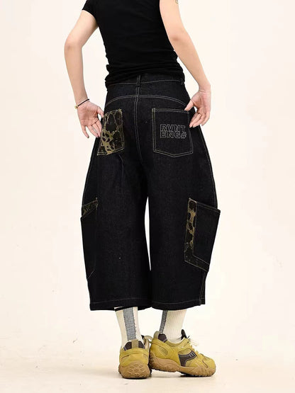 Retro Wide-Leg Denim Trousers