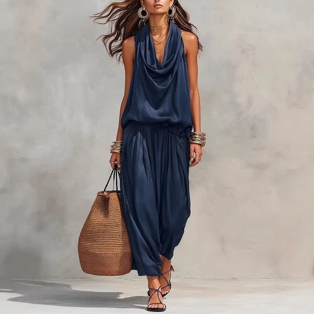 Wide-Leg Halter Jumpsuit
