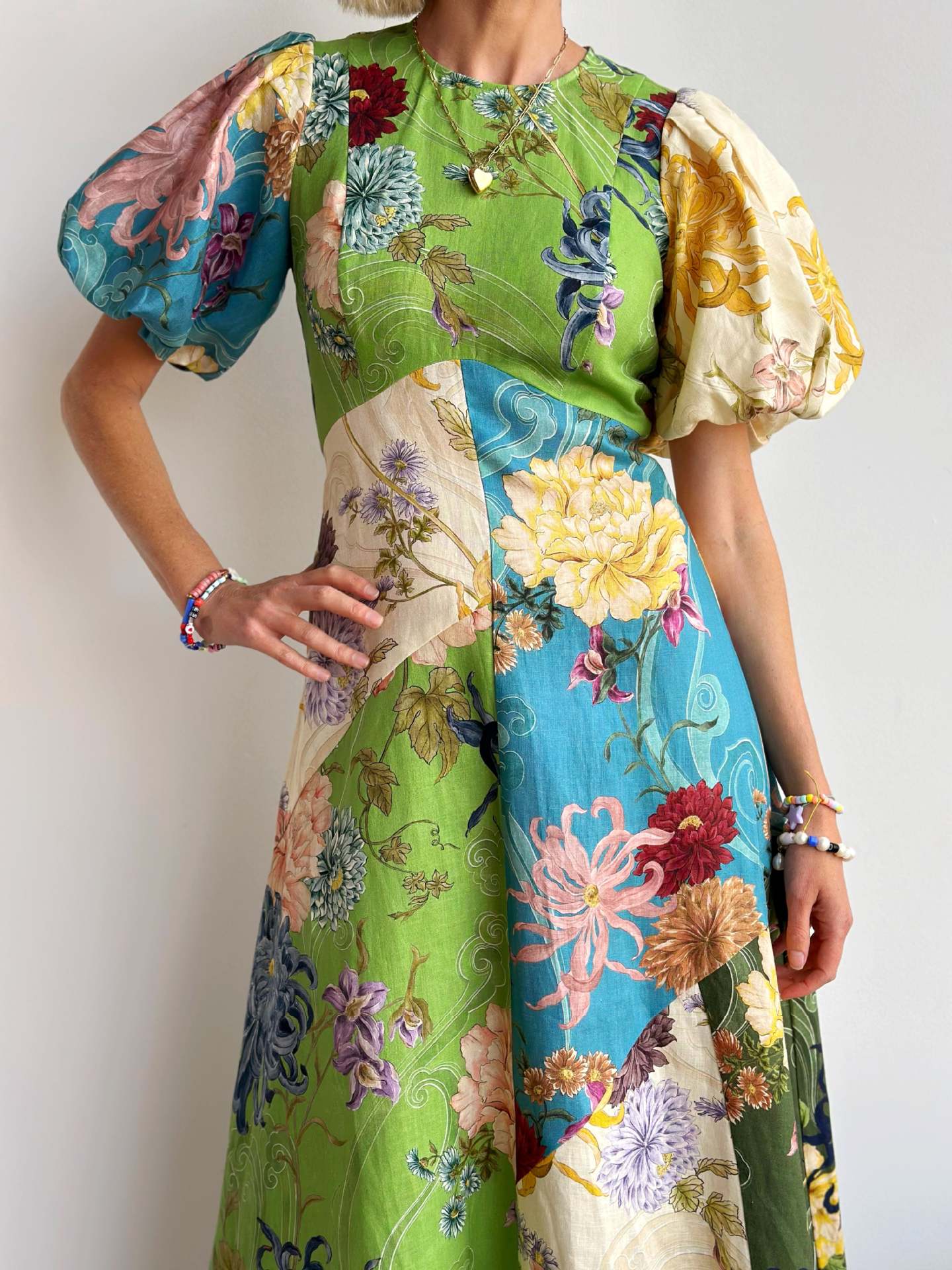 Botanical Print Linen Dress