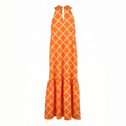 Bohemian Plaid Halter Dress