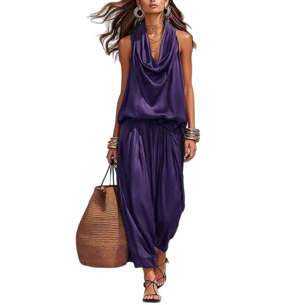 Wide-Leg Halter Jumpsuit