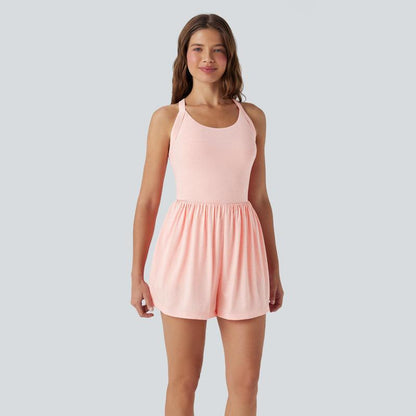 Backless Twisted Side Pocket 2-in-1 Resort Playsuit-Easy Peezy Edition