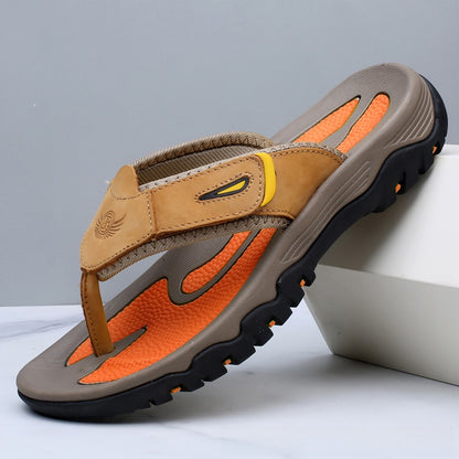 Cowhide Leather Flip Flops - Men's Sandals - photo 3