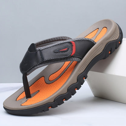 Cowhide Leather Flip Flops - Men's Sandals - photo 4