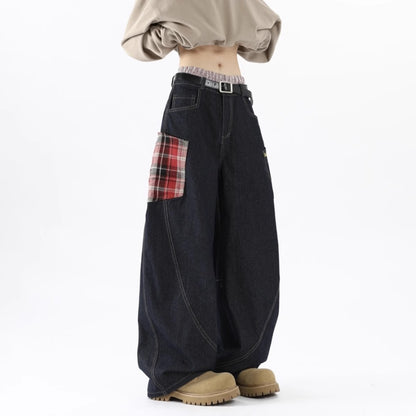 Retro Wide-Leg Denim Trousers