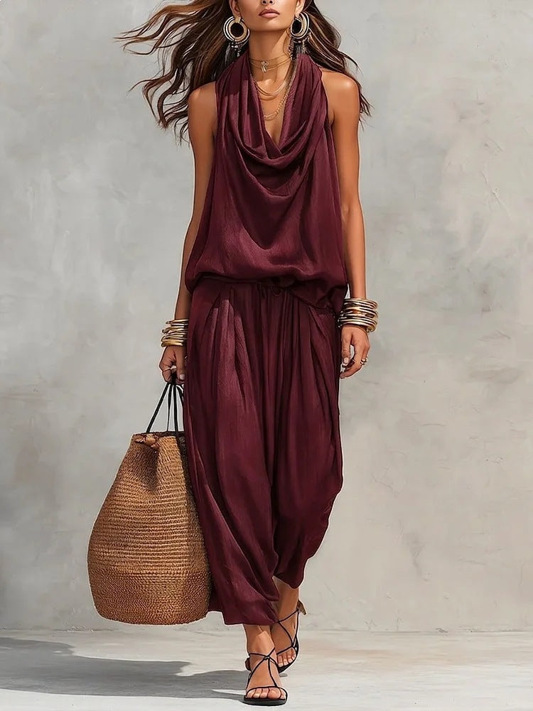 Wide-Leg Halter Jumpsuit