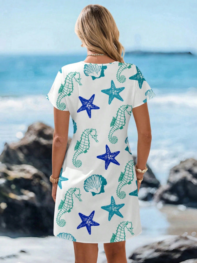 Starfish & Seahorse Print Dress