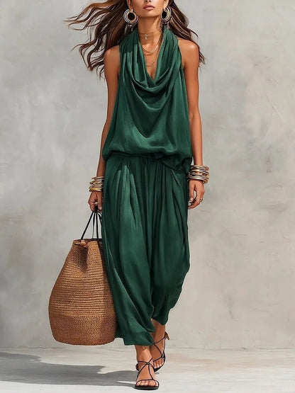 Wide-Leg Halter Jumpsuit