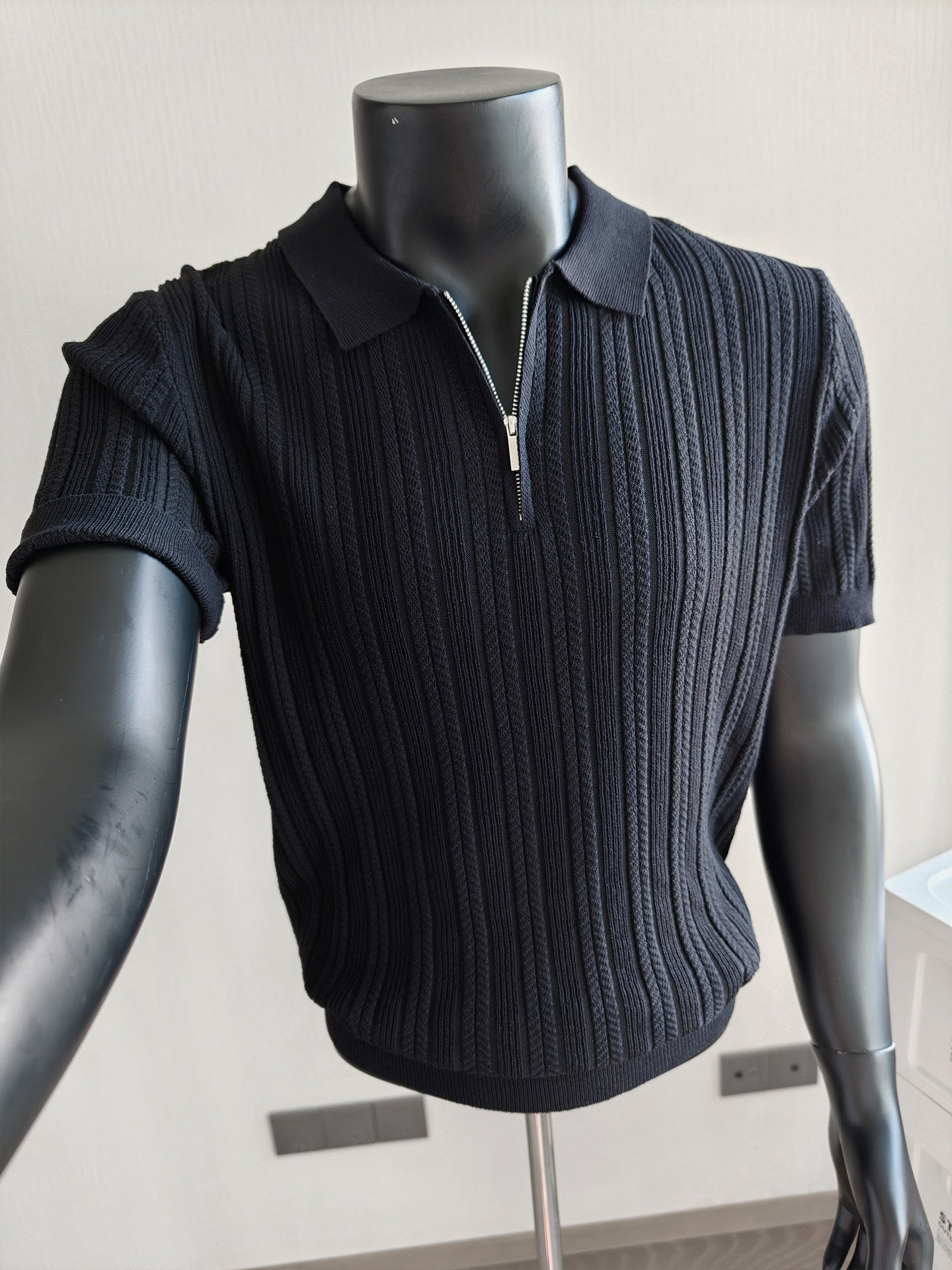 Tencel-Linen Half-Zip Polo