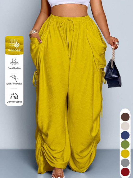 High-Waist Linen Drawstring Pants