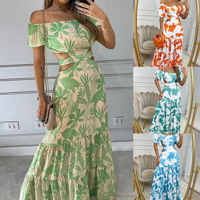 One-Shoulder Printed Slim Dress