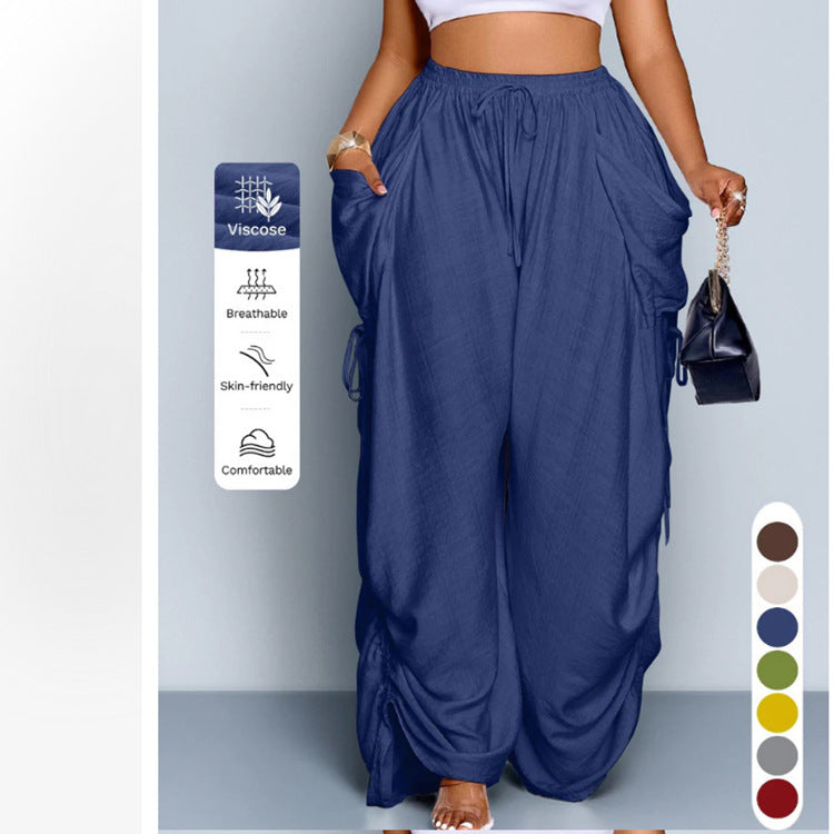 High-Waist Linen Drawstring Pants