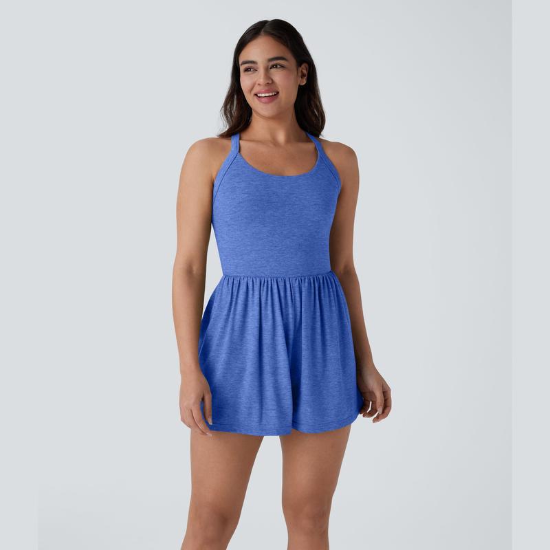 Backless Twisted Side Pocket 2-in-1 Resort Playsuit-Easy Peezy Edition