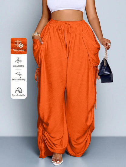 High-Waist Linen Drawstring Pants