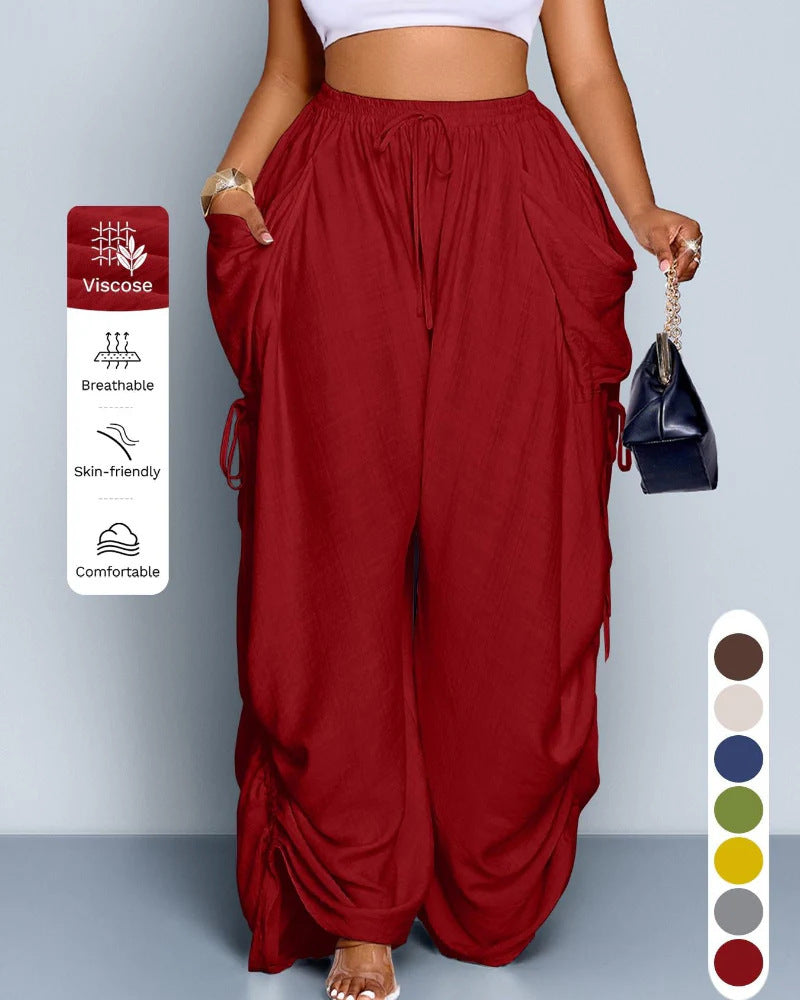 High-Waist Linen Drawstring Pants