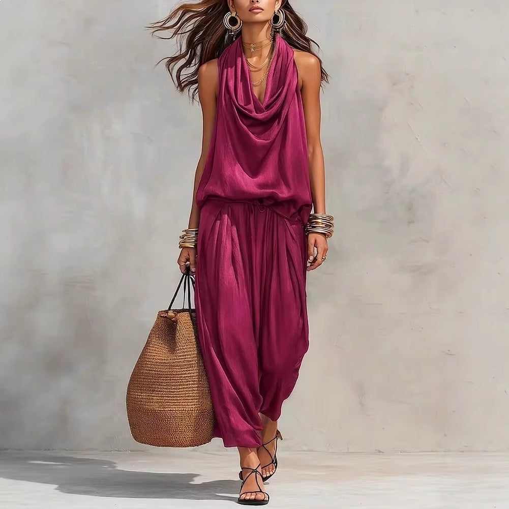 Wide-Leg Halter Jumpsuit