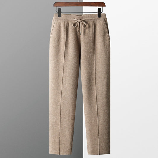 Wool Knit Straight-Fit Trousers