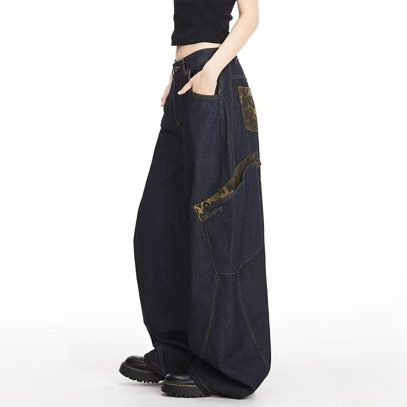 Retro Wide-Leg Denim Trousers