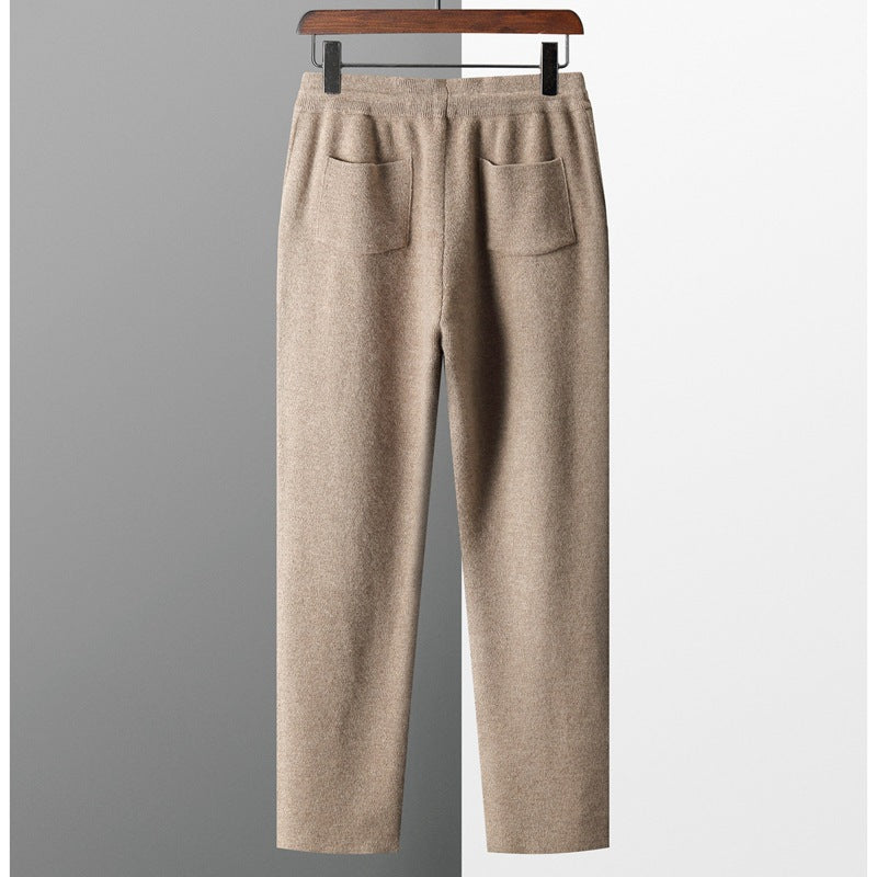 Wool Knit Straight-Fit Trousers